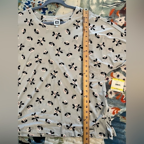 ANNE KLEIN M Floral Boxy OVERSIZED Top - Picture 9 of 11